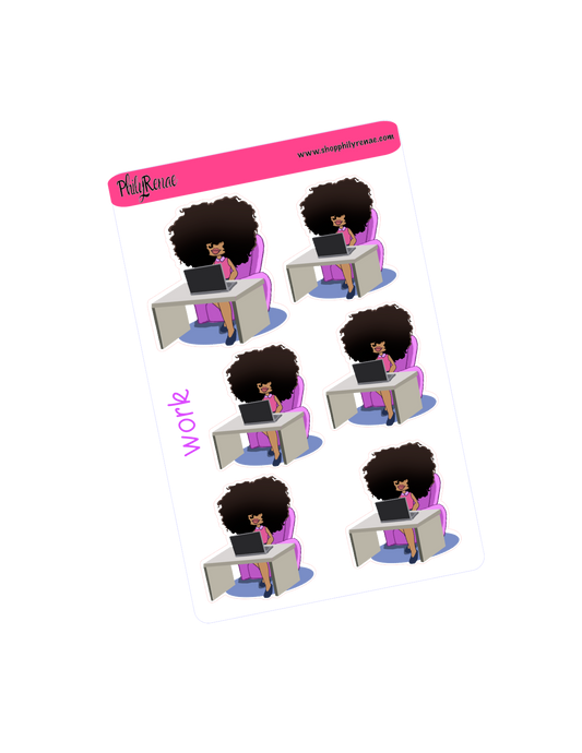 Big Hair doll in working Sticker Sheet