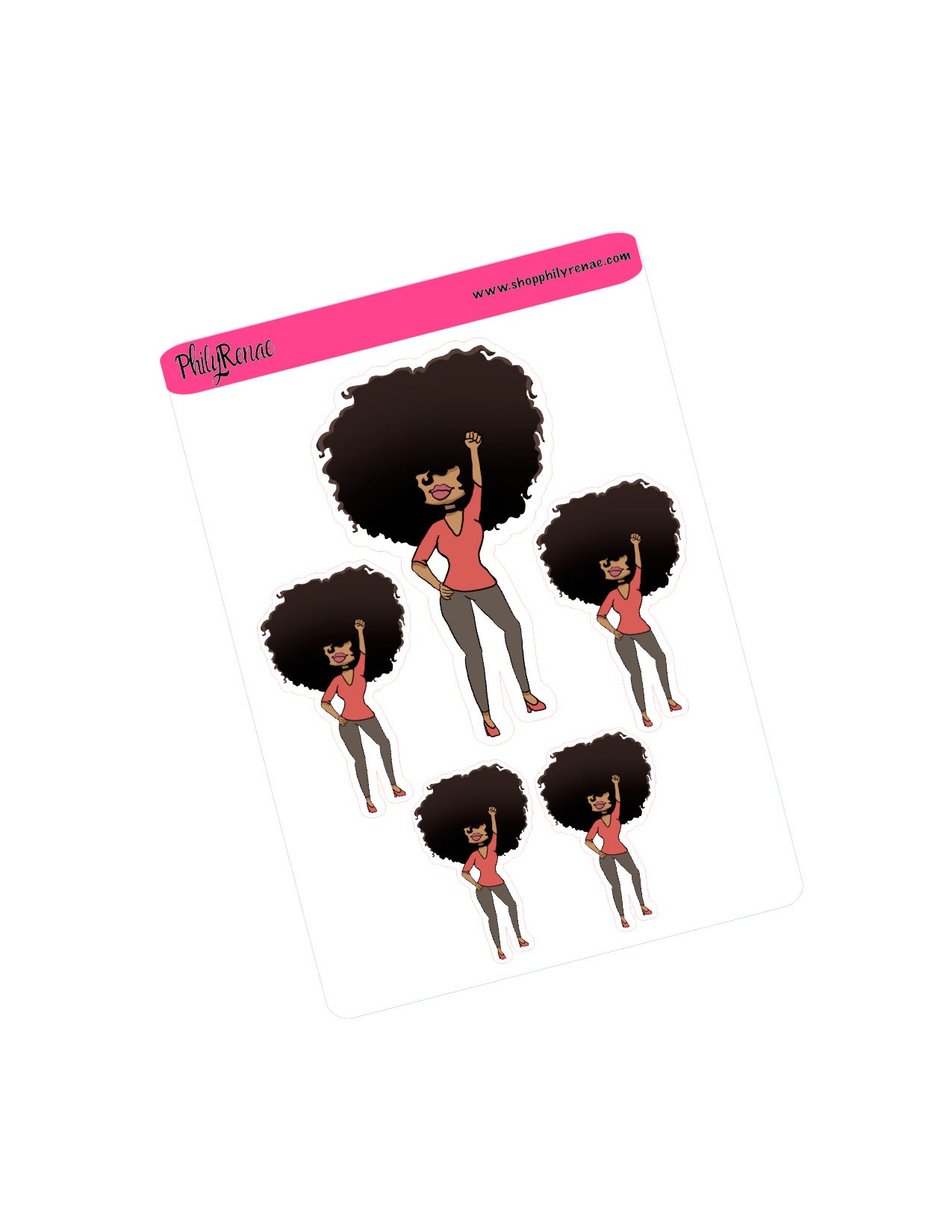 Big Hair doll Black Power Sticker Sheet