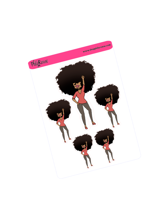 Big Hair doll Black Power Sticker Sheet