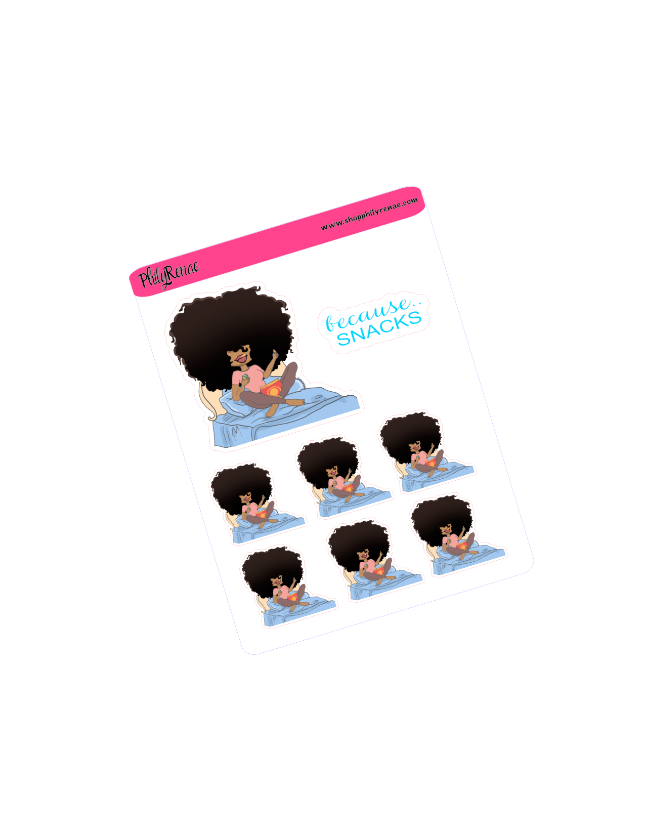 Big Hair doll eating snacks Sticker Sheet