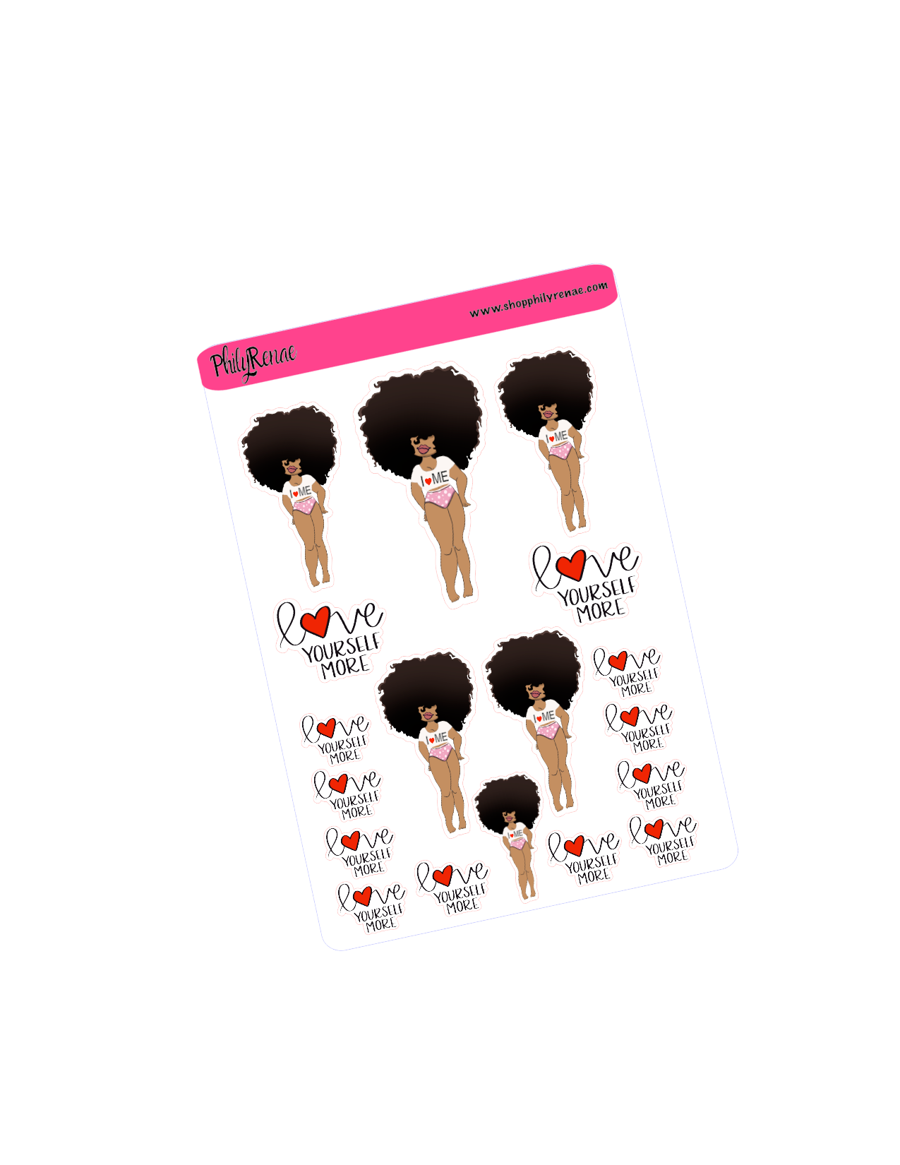 Big Hair doll Love Yourself More Sticker Sheet