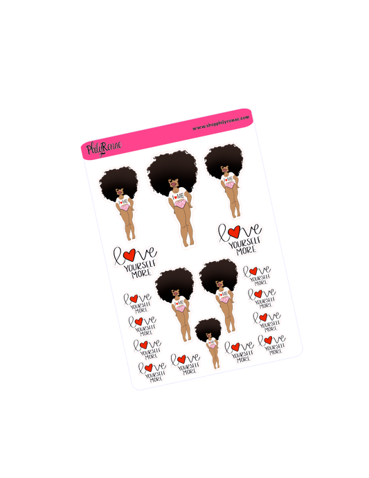 Big Hair doll Love Yourself More Sticker Sheet