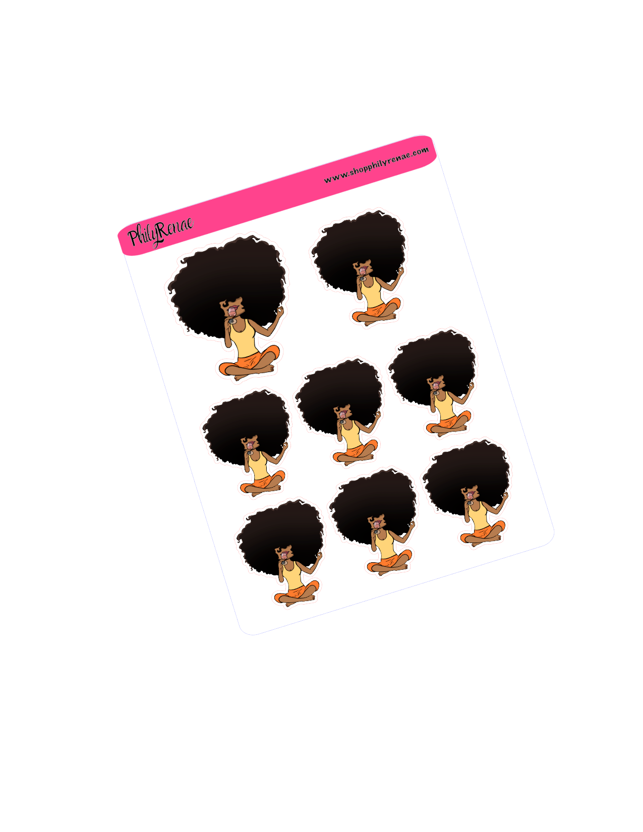 Big Hair doll wine & meditation Sticker Sheet