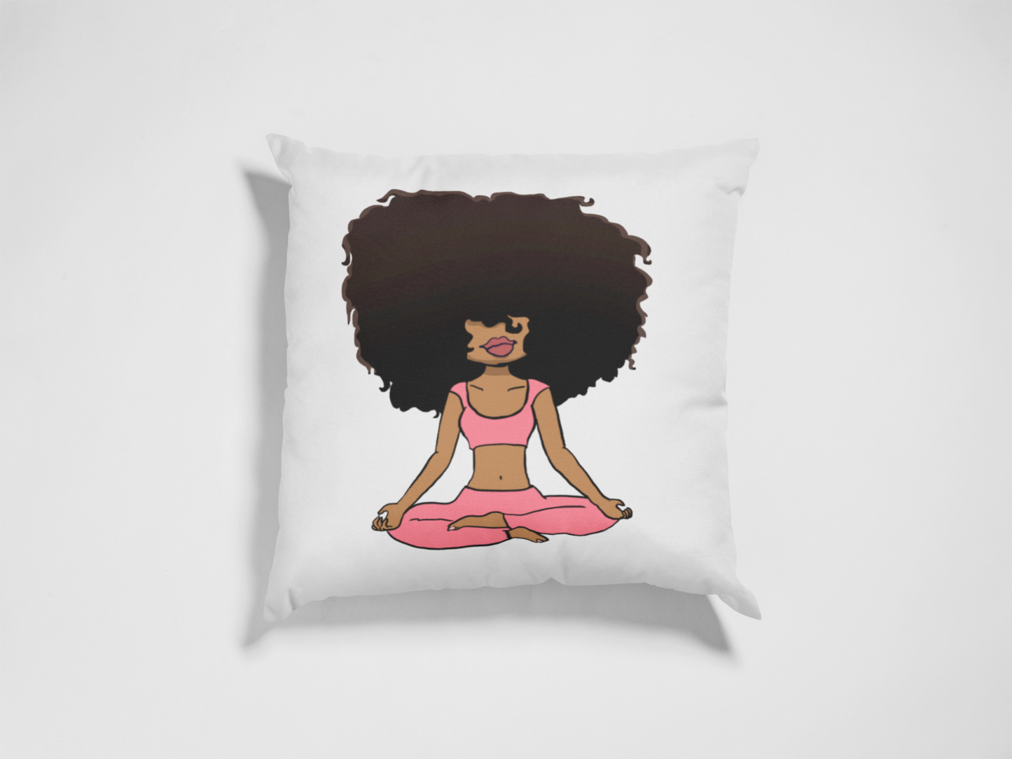 Big Hair doll doing yoga -Graphic Pillowcase