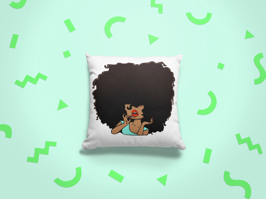 Big Hair doll putting on lipstick -Graphic Pillowcase