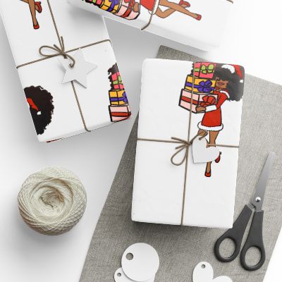 Big Hair Doll Santa Outfit Wrapping Paper