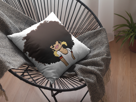 Big Hair with Africa shaped earrings-Graphic Pillowcase